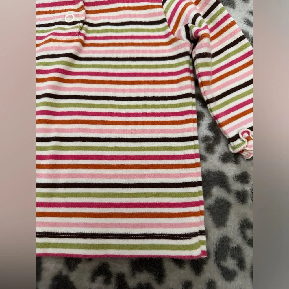 NWOT 2005 Gymboree Ruffle Turtleneck in Pink Brown Green Stripe Size 6-12 Months
